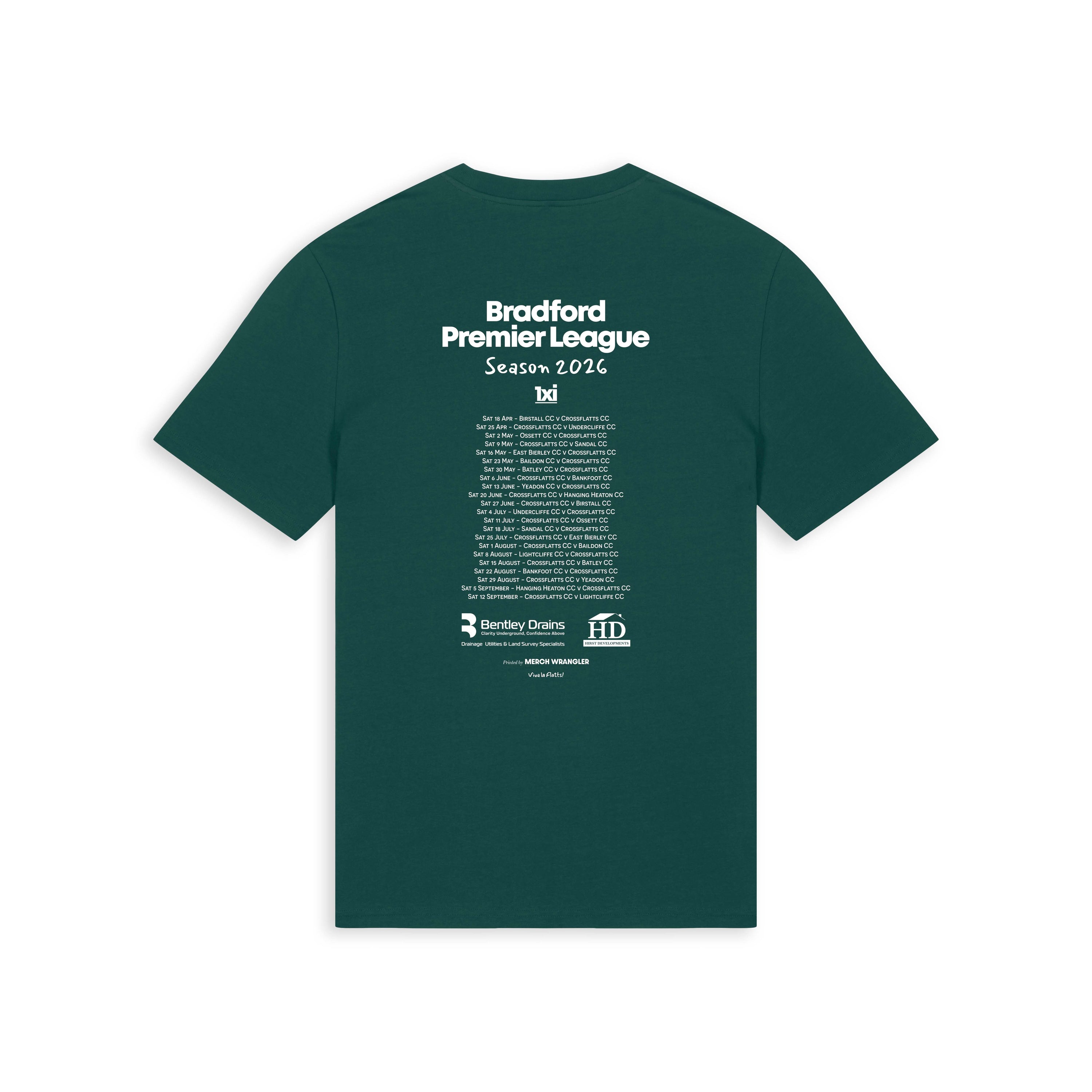 Crossflatts CC Fixture Tee - 1st XI (Dark Green)