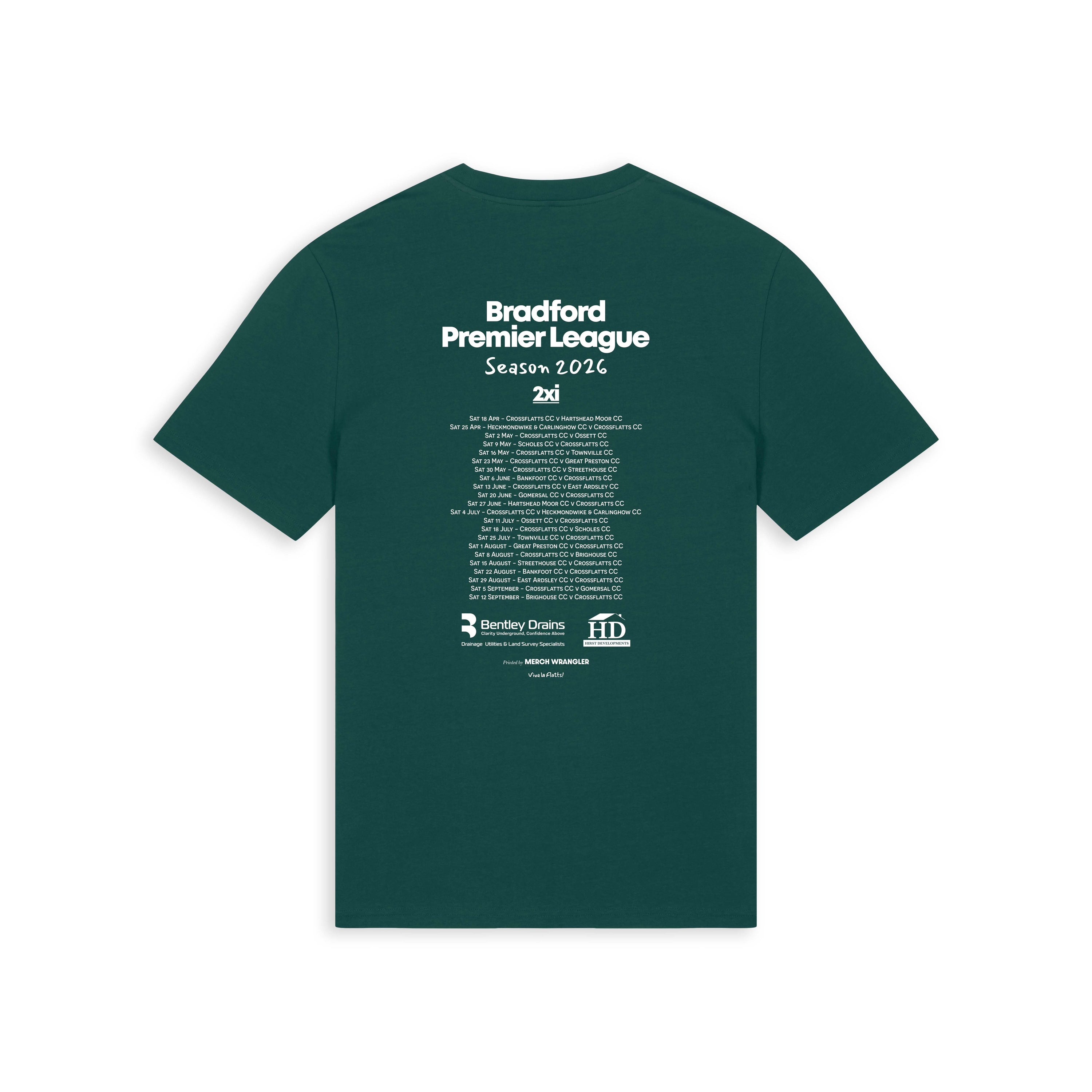 Crossflatts CC Fixture Tee - 2nd XI (Dark Green)