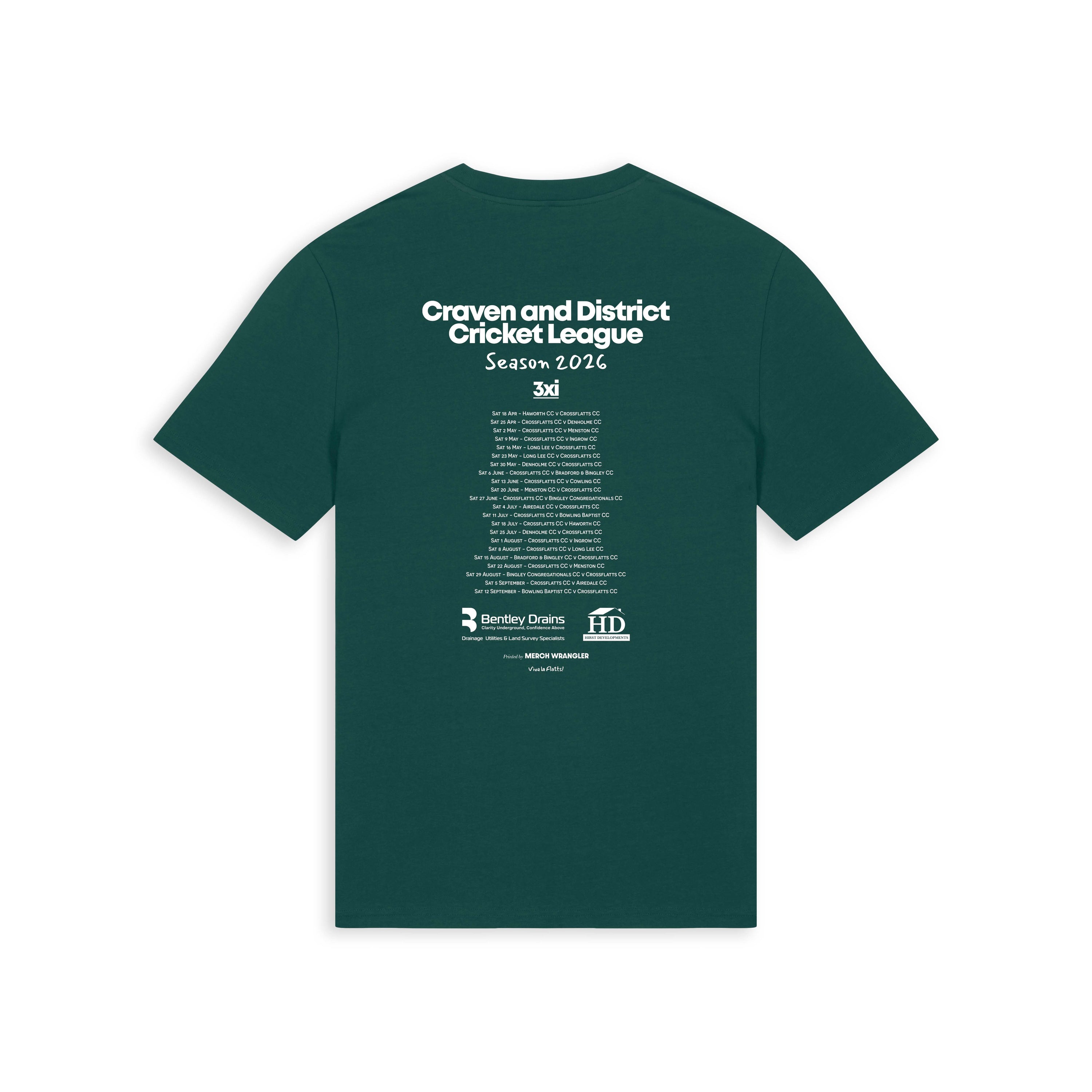 Crossflatts CC Fixture Tee - 3rd XI (Dark Green)