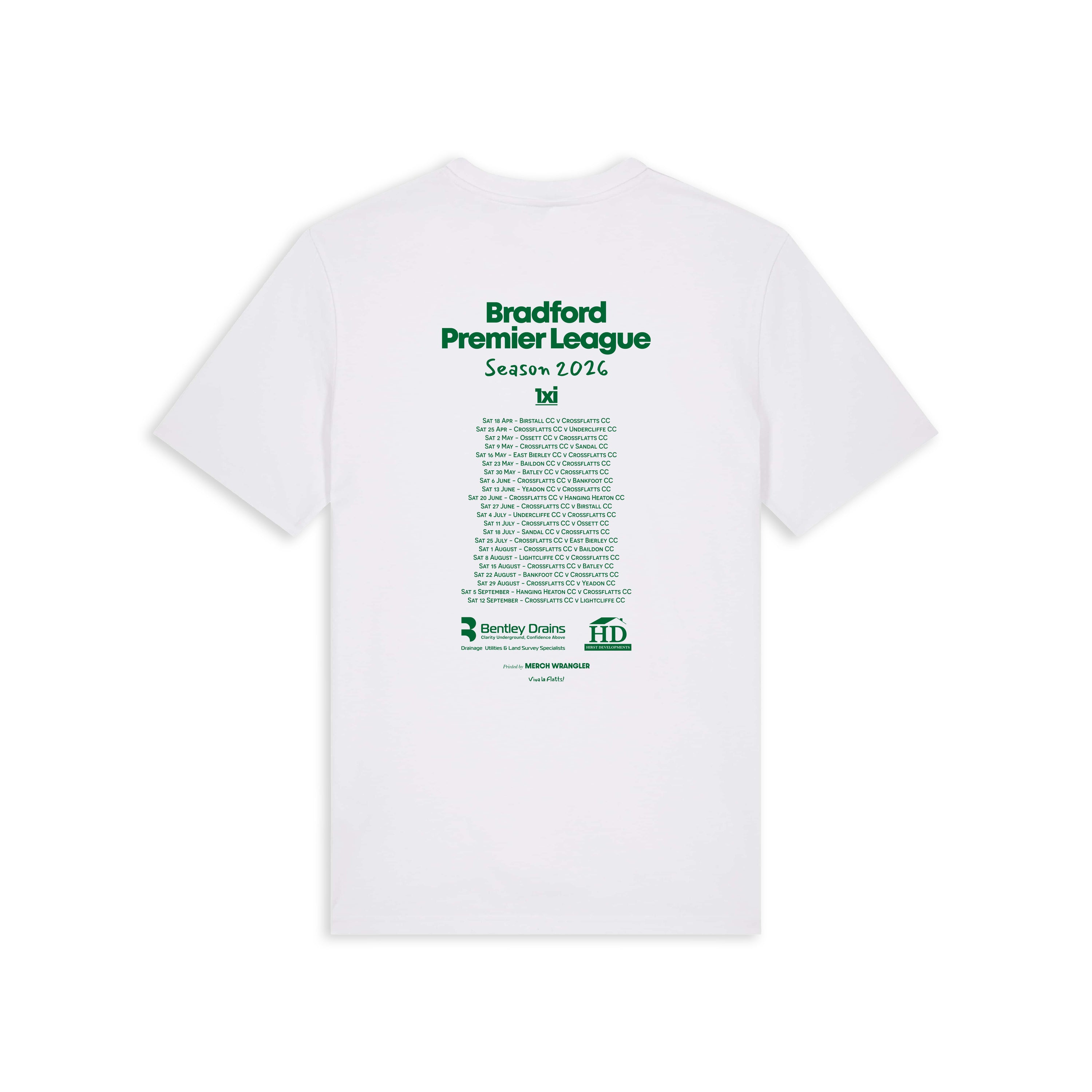 Crossflatts CC Fixture Tee - 1st XI (White)