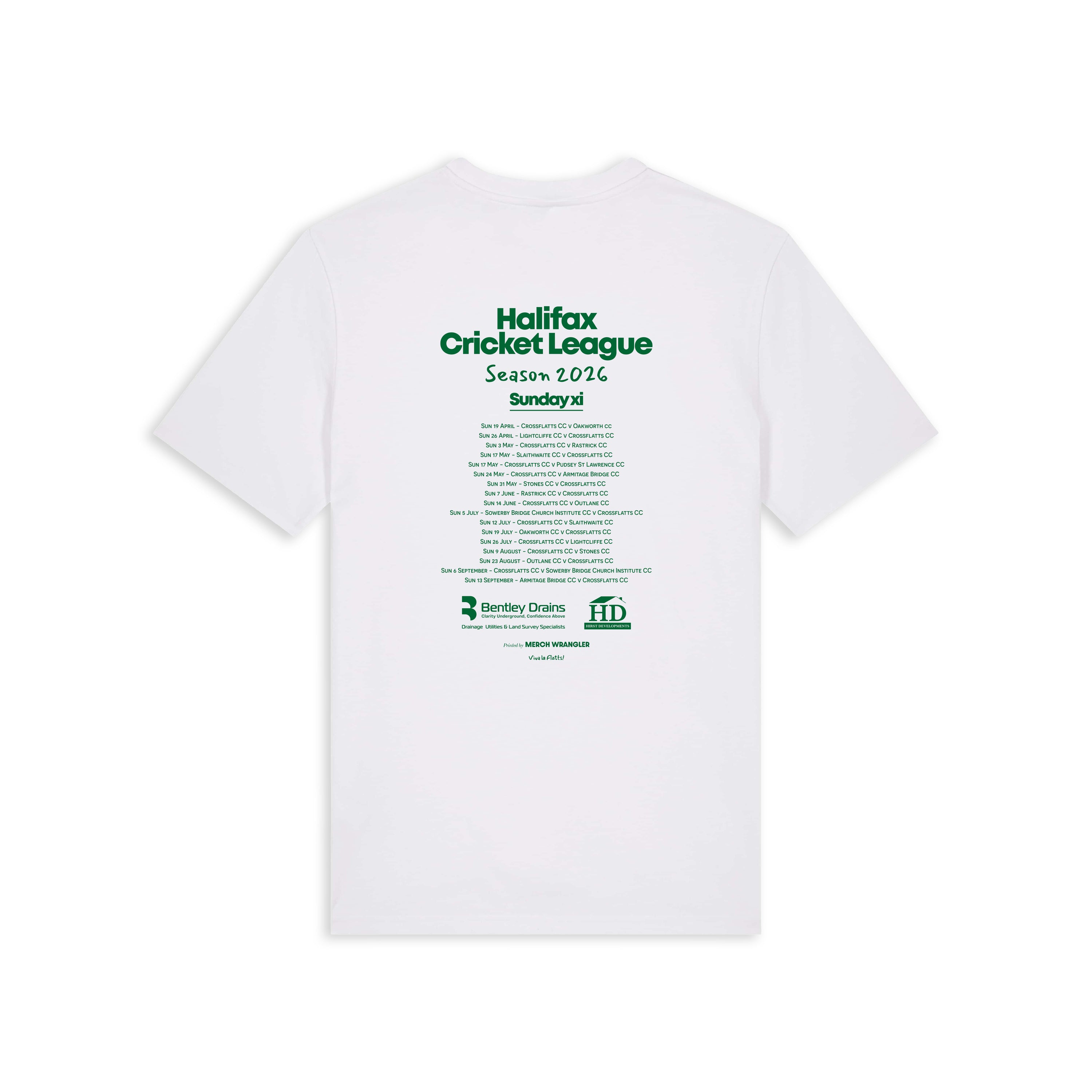 Crossflatts CC Fixture Tee - Sunday XI (White)